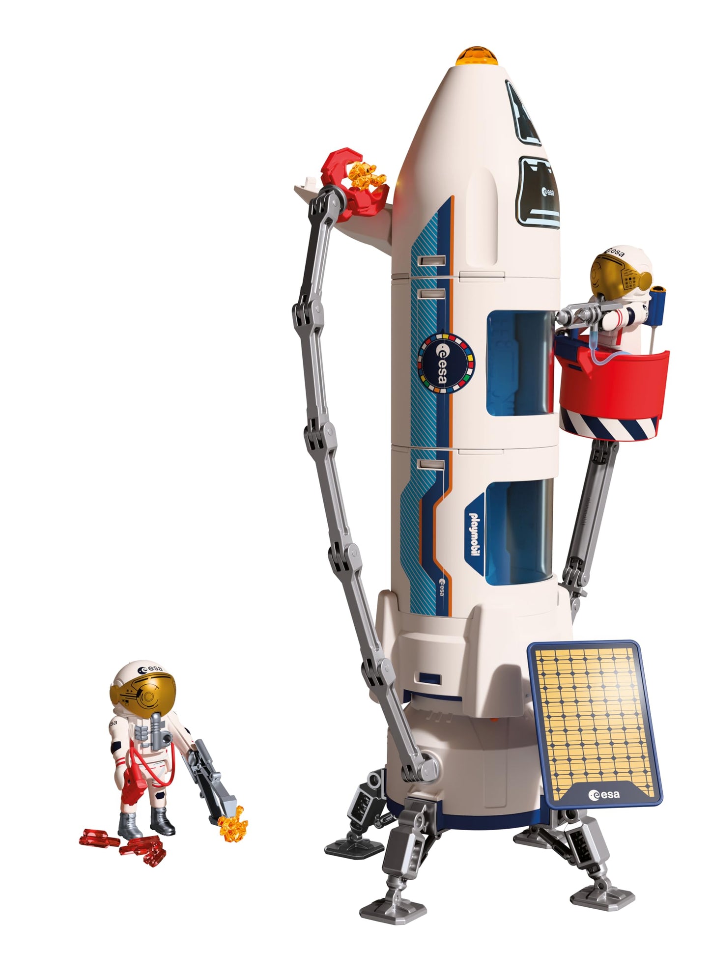 PLAYMOBIL Space ESA Mars research rocket | Modular rocket with launch pad and 2 astronauts | High quality space toy set | For children aged 4 and over | 72011