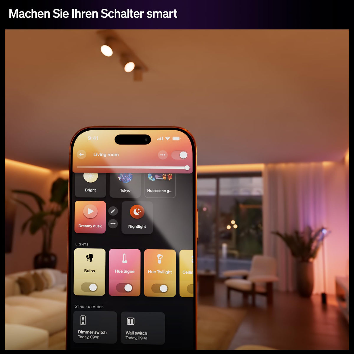 Philips Hue wired Smart Switch, 1-pack, for easy control of Hue lights, no batteries required, controllable via app or voice command, compatible with Apple Home, Google Home, and Alexa. - 929004297003