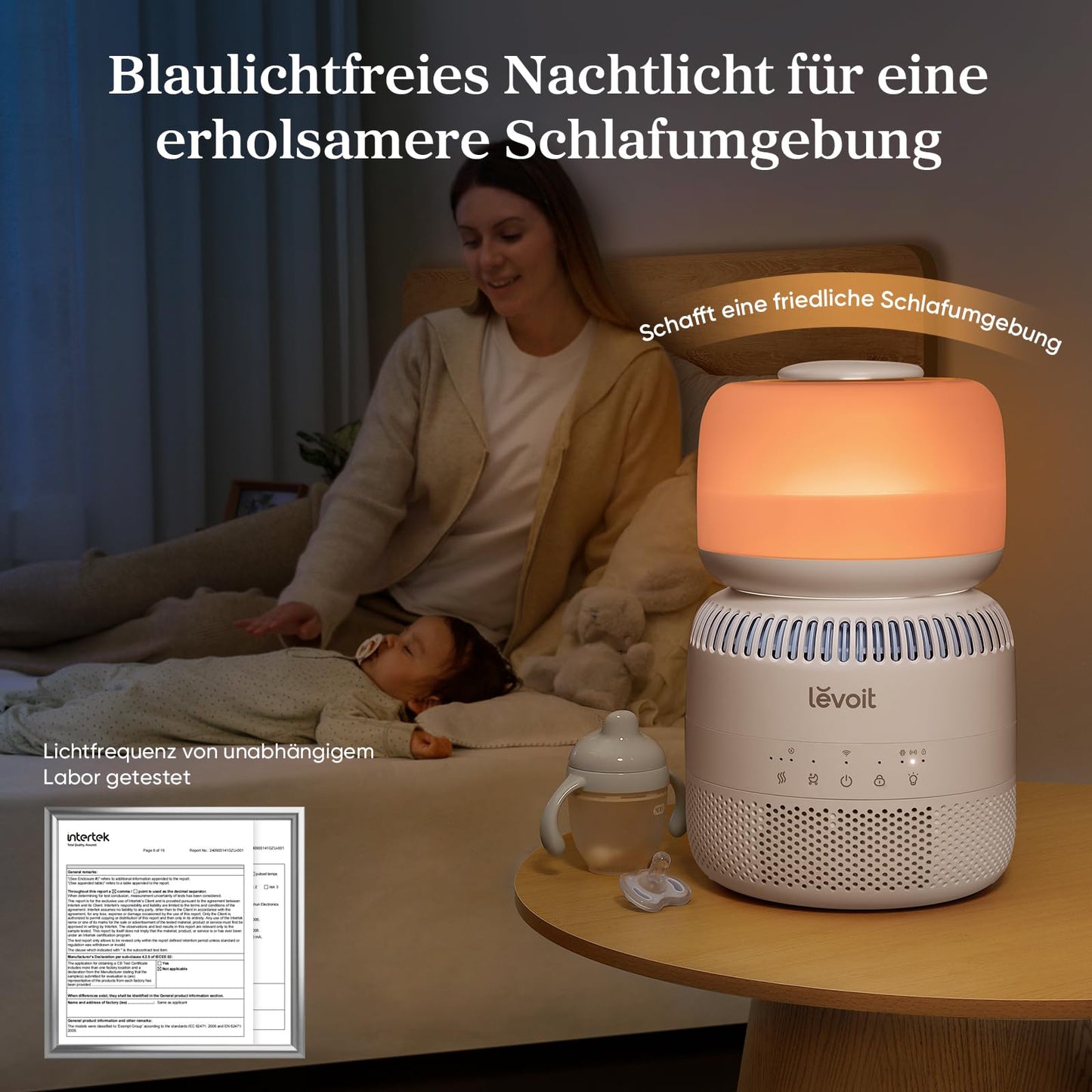 Levoit Top-Fill Humidifier, Smart Evaporative Humidifier for Baby, Separate Sensor, Humidifier with Blue Light-Free Night Light for Bedroom, Children's Room Auto Shut-off, 3.8L, Matt White - LEH-B381S-WEU