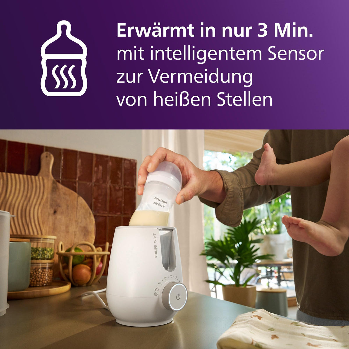 Philips Avent Premium 2-in-1 Bottle Warmer and Sterilizer – Warm water bath technology with hospital-grade standards, intelligent temperature sensor, prevents hot spots, SCF359/00