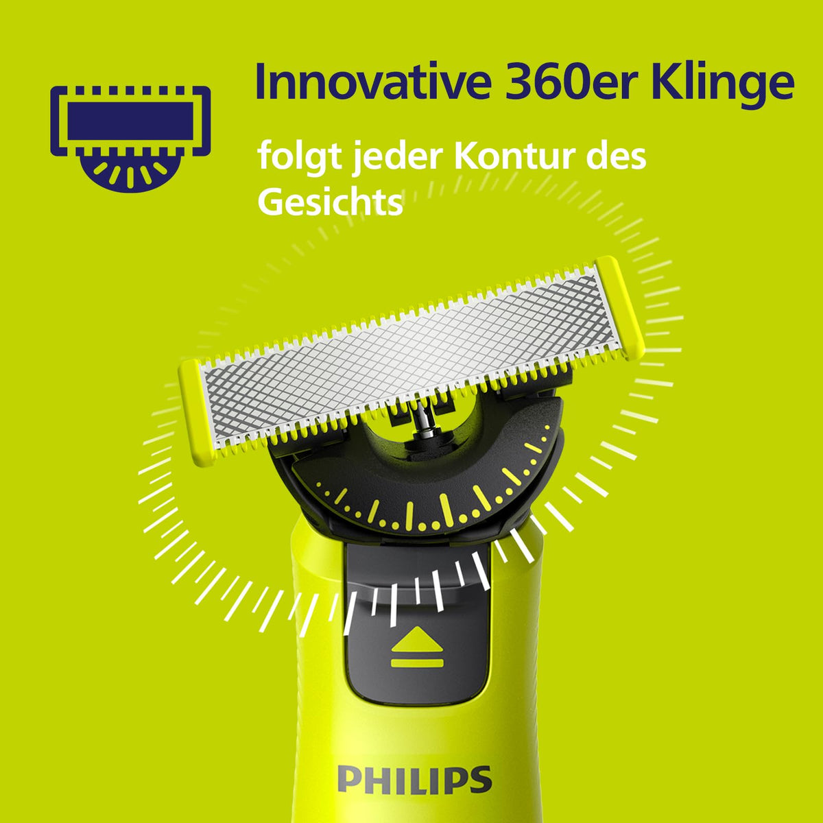 Philips OneBlade Original 360-lame, compatibil cu toate modelele OneBlade și Pro, original de la Philips, pachet de 4 bucăți (model QP440/50)
