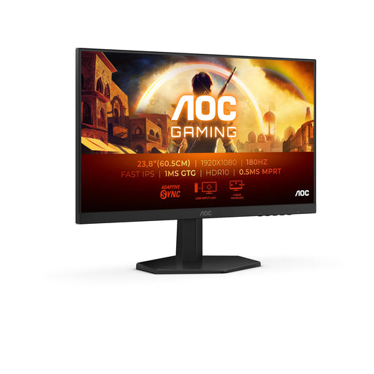 AOC 24G42E 24 inch FHD Gaming Monitor, 180Hz, Fast IPS Panel, 1ms GtG, HDR10, G-Sync Compatible, (1920x1080 HDMI 1x 2.0 DP 1x 1.4) Black