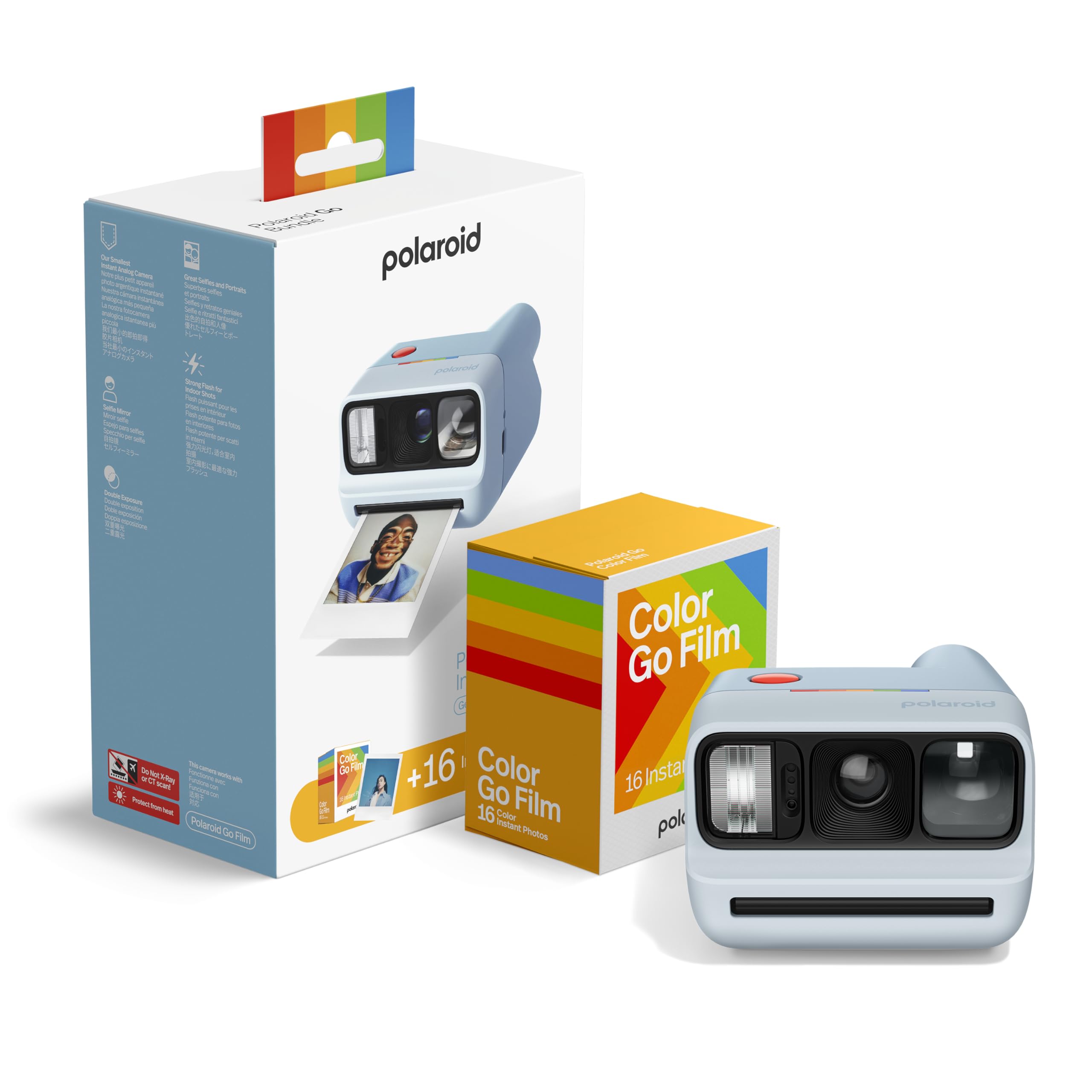 Polaroid - Bundle Instant Camera Go Gen 3 Light Blue + Go Color Film (16 Photos) - 006653