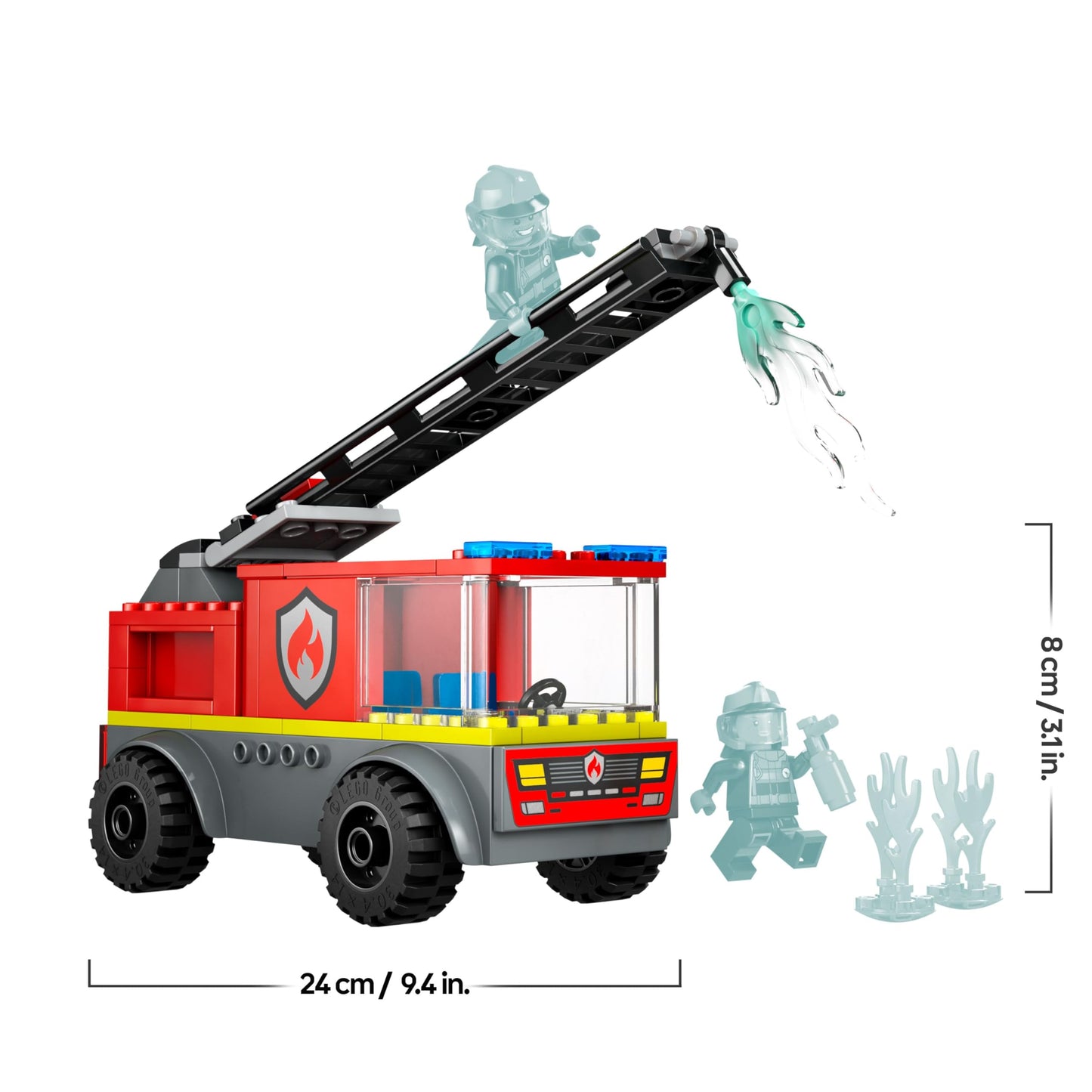 LEGO City fire engine ladder vehicle - fire truck toy with 2 firefighter minifigures for boys and girls aged 4 and up - educational toy - gift for preschool children 60463