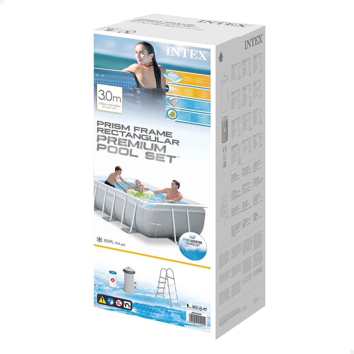 Intex 3M X 1.75M X 0.8M Prism Frame Rectangular Pool Set - 26784NP