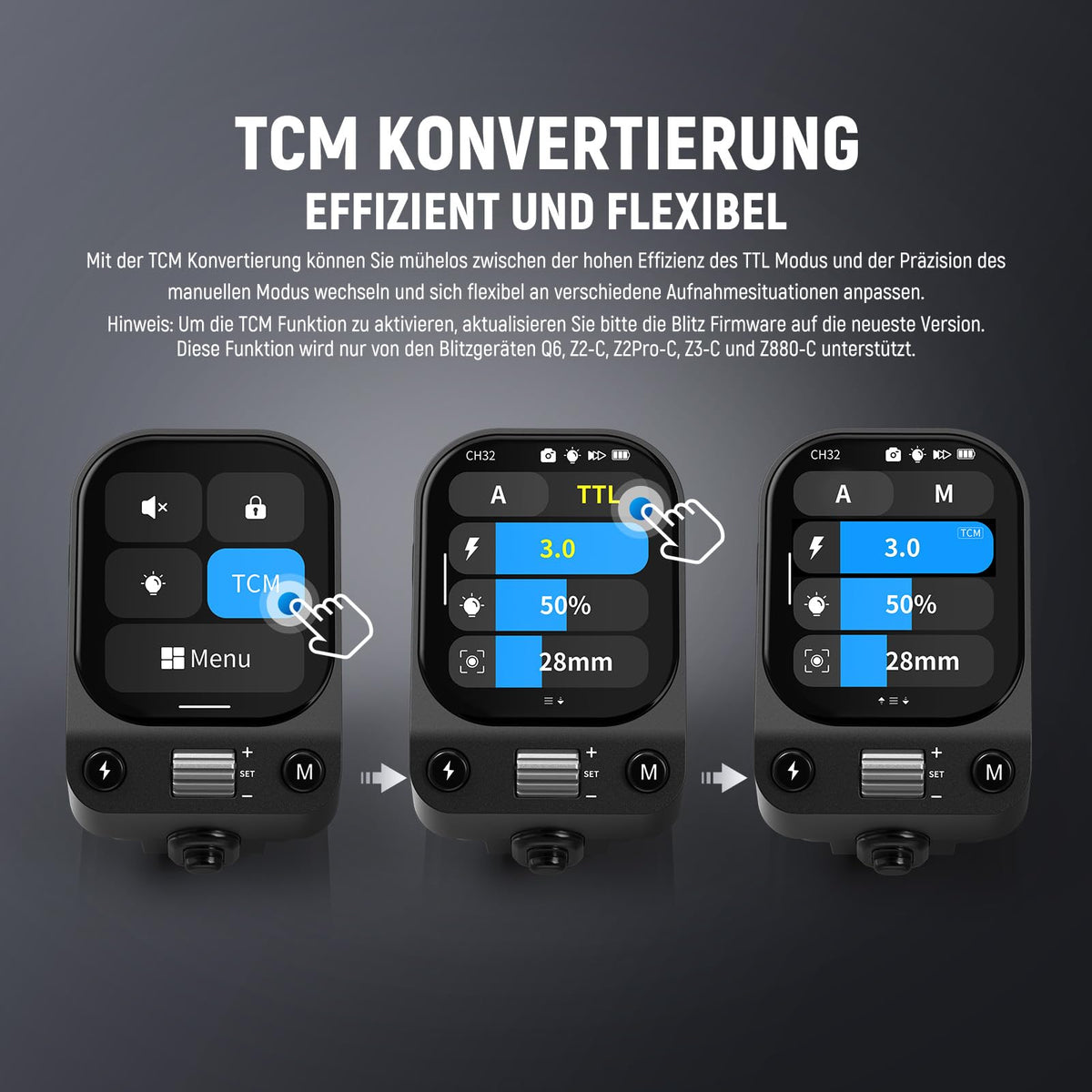 NEEWER QZ-C 2.4G TTL Wireless Flash Trigger compatible with Canon cameras Godox IT32 V1 V100 AD200 Pro II, OLED Touchscreen flash transmitter for the hot shoe with 1/8000s HSS, 1000mAh battery/cm switch.