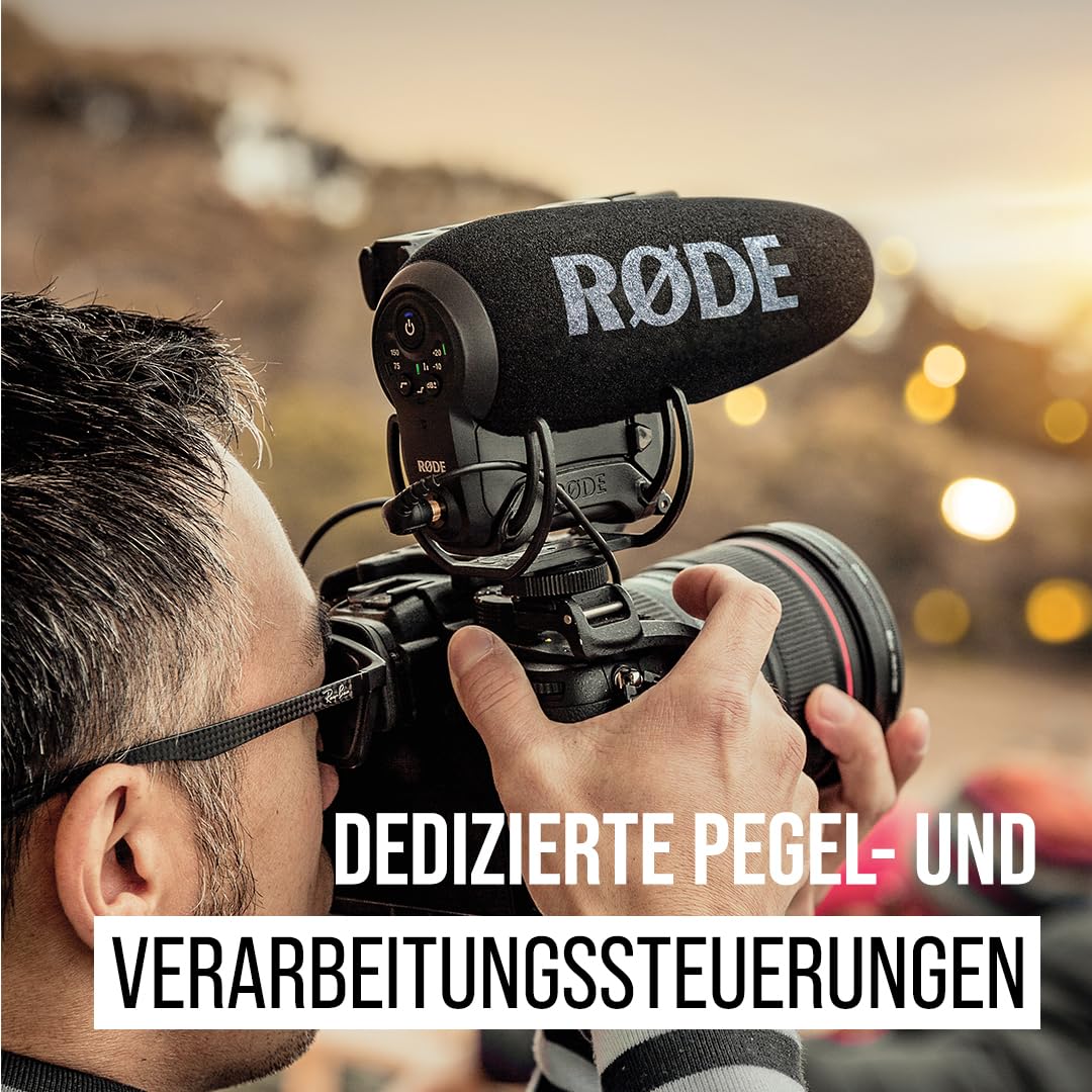RØDE VideoMic Pro+ Premium On-Camera Shotgun Microphone with High Pass Filter, High Frequency Gain, Pad, Security Channel for Filmmaking, Content Creation and Location Shooting, Black - VMPRPLUS