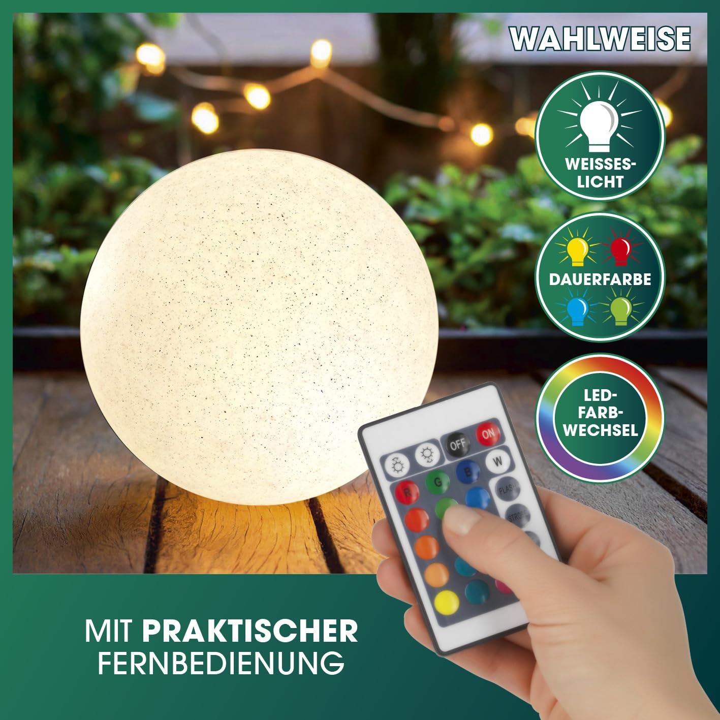 EASYmaxx solar light stone look - set of 2 | LED solar light as a solar decorative stone | Solar ball weather-resistant | Solar ball in stone look - 19696