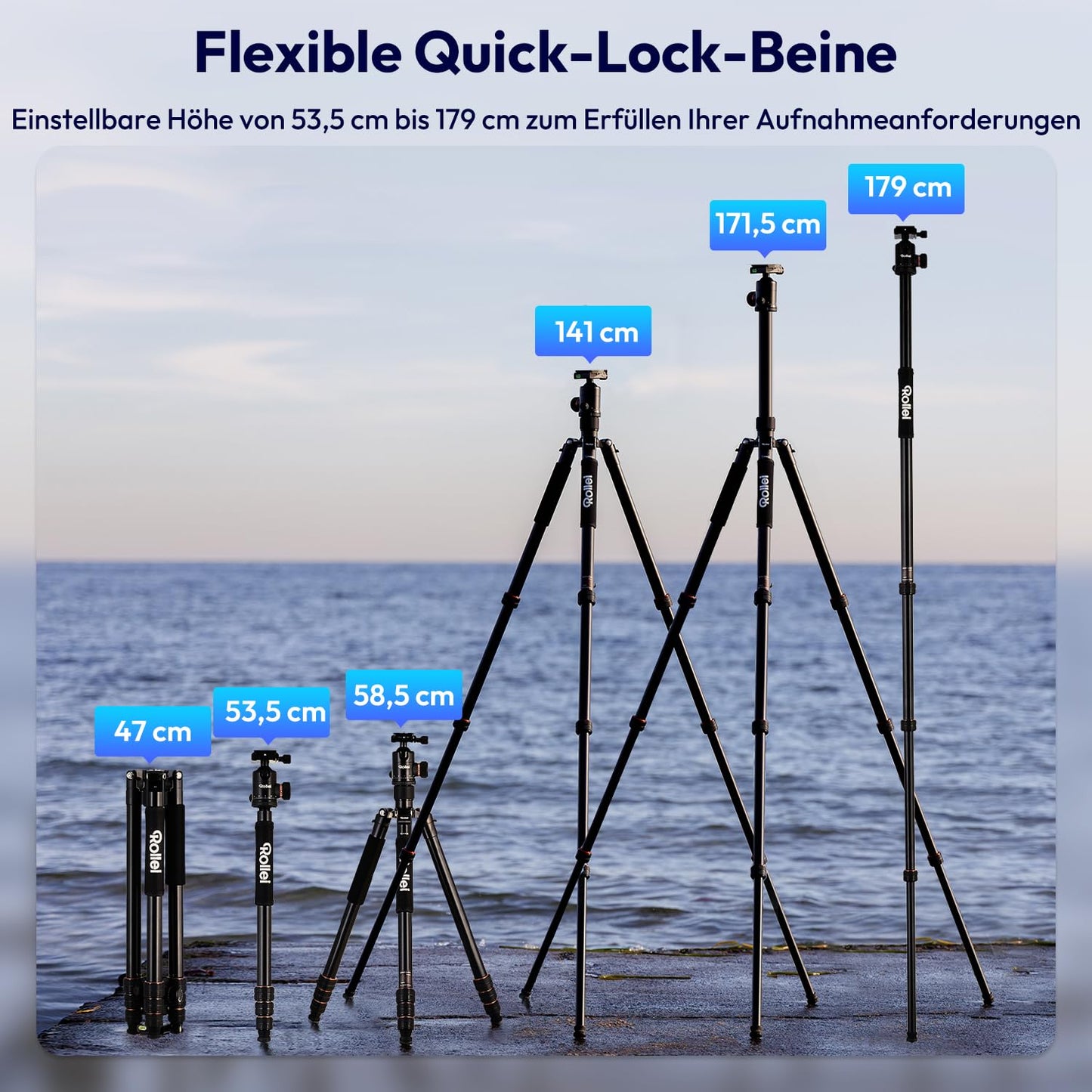 Rollei C6i Tripod Camera Black, 171.5 cm Photo Tripod Made of Aluminum Compact Tripod with Ball Head & Bag Arca Swiss Compatible for DSLR Tripod with Monopod Function, Camera Tripod Tripod - 26936
