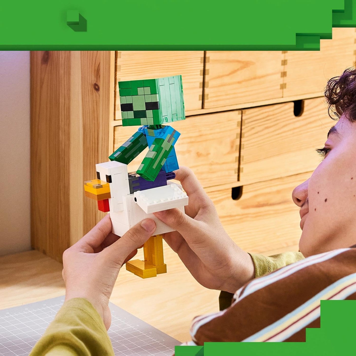 LEGO Minecraft chicken rider - building toy - room decoration for the video game with zombie baby, chicken and chicks - fan item to collect and display - gift for gamers aged 9 and over - 21582