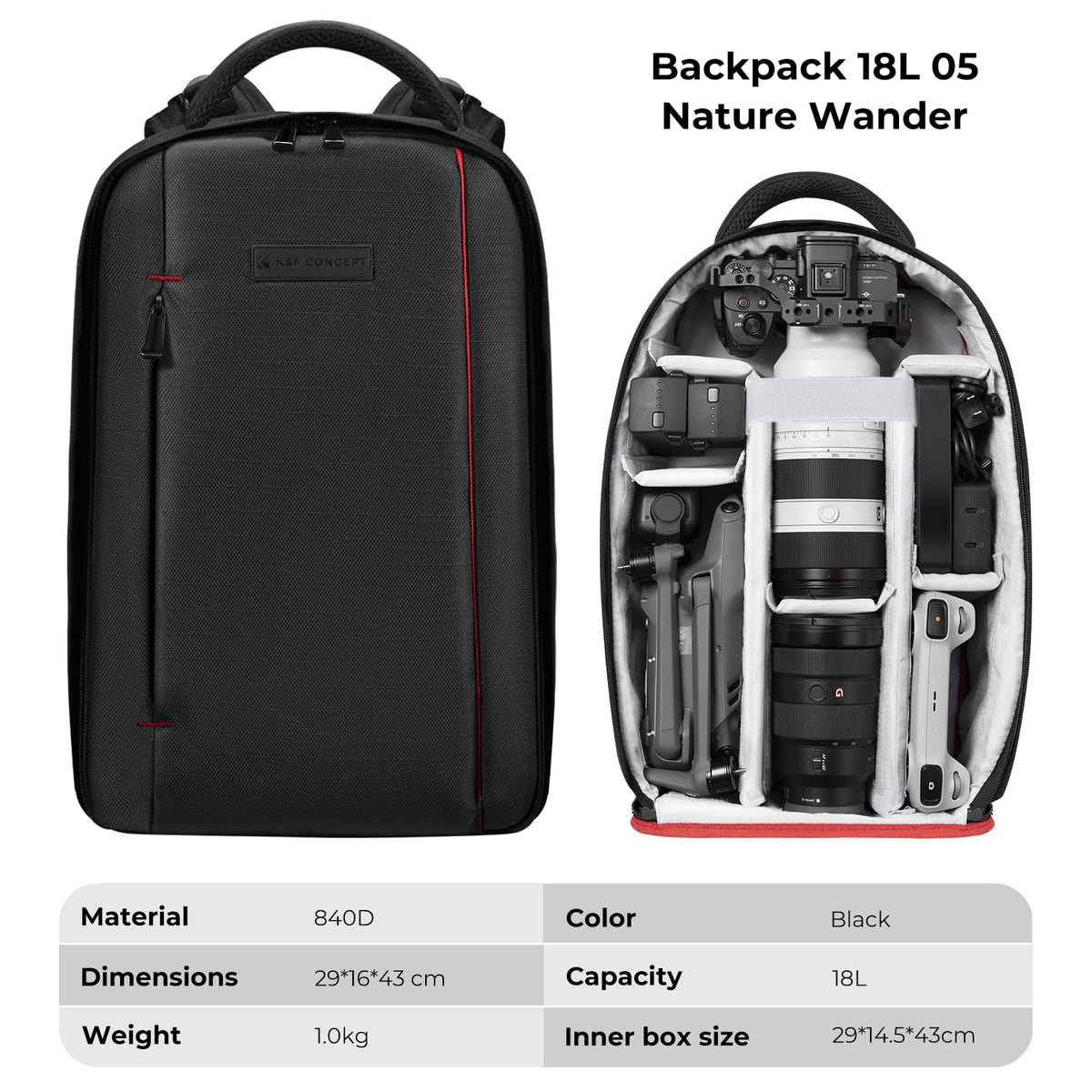 K&F CONCEPT Camera Backpack with Laptop Compartment - KF13.151
