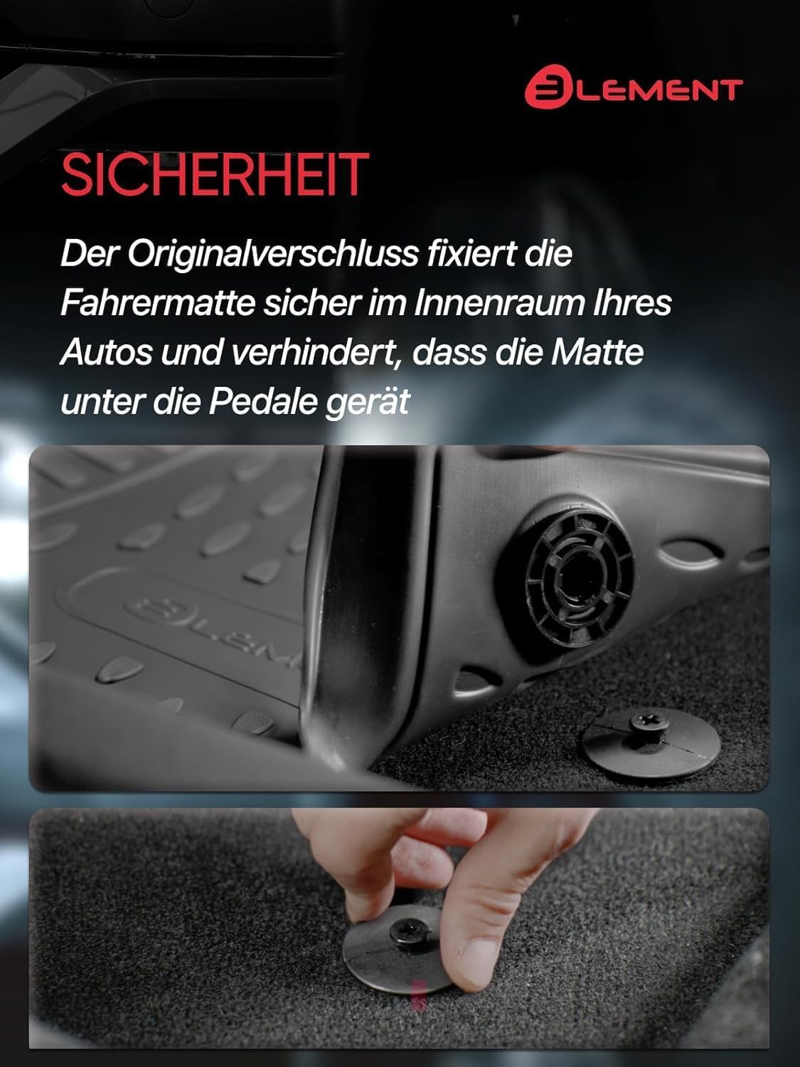 Element 3D rubber floor mats suitable for FIAT Grande Panda| Year of construction 2025-> | Electric | 100% custom-fit all-weather floor mats made of TPE, high edge, waterproof, non-slip, odorless - EXP.ELEMENT3DAN1179210k