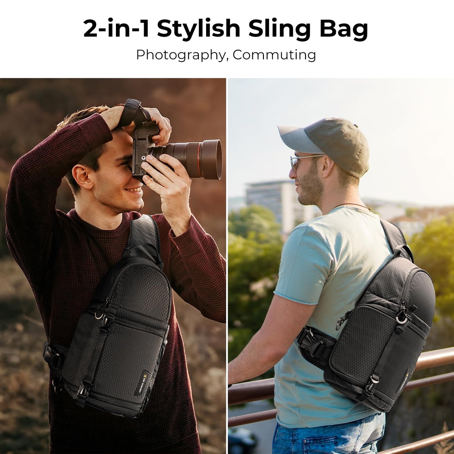 K&F CONCEPT Camera Shoulder Bag Waterproof Camera Travel Bag Photo Backpack Camera Shoulder Bag Quick Access Photo Backpack Black - KF13.141JP