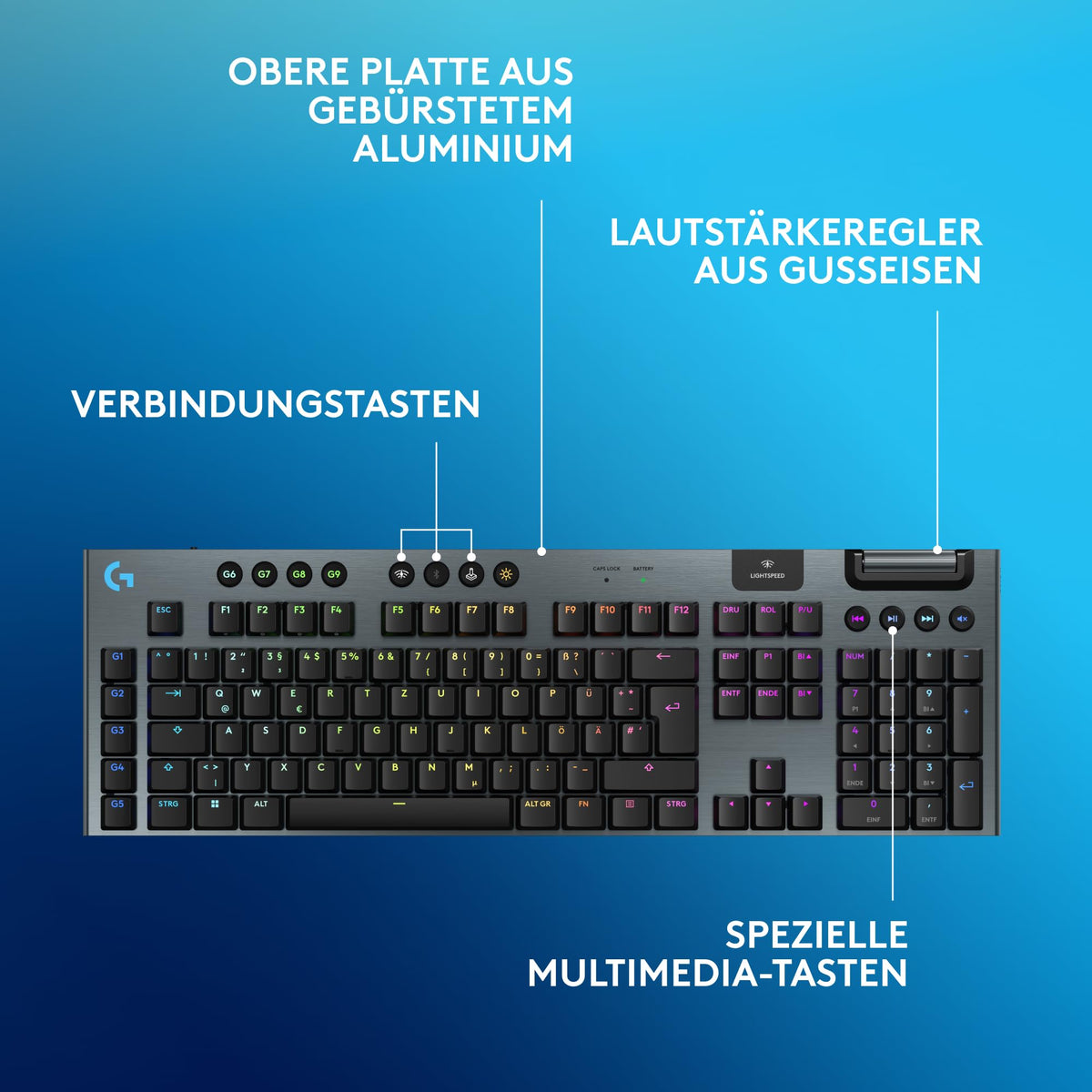 Logitech G G915 X LIGHTSPEED - Wireless, flat gaming keyboard (Black) - 920-012705