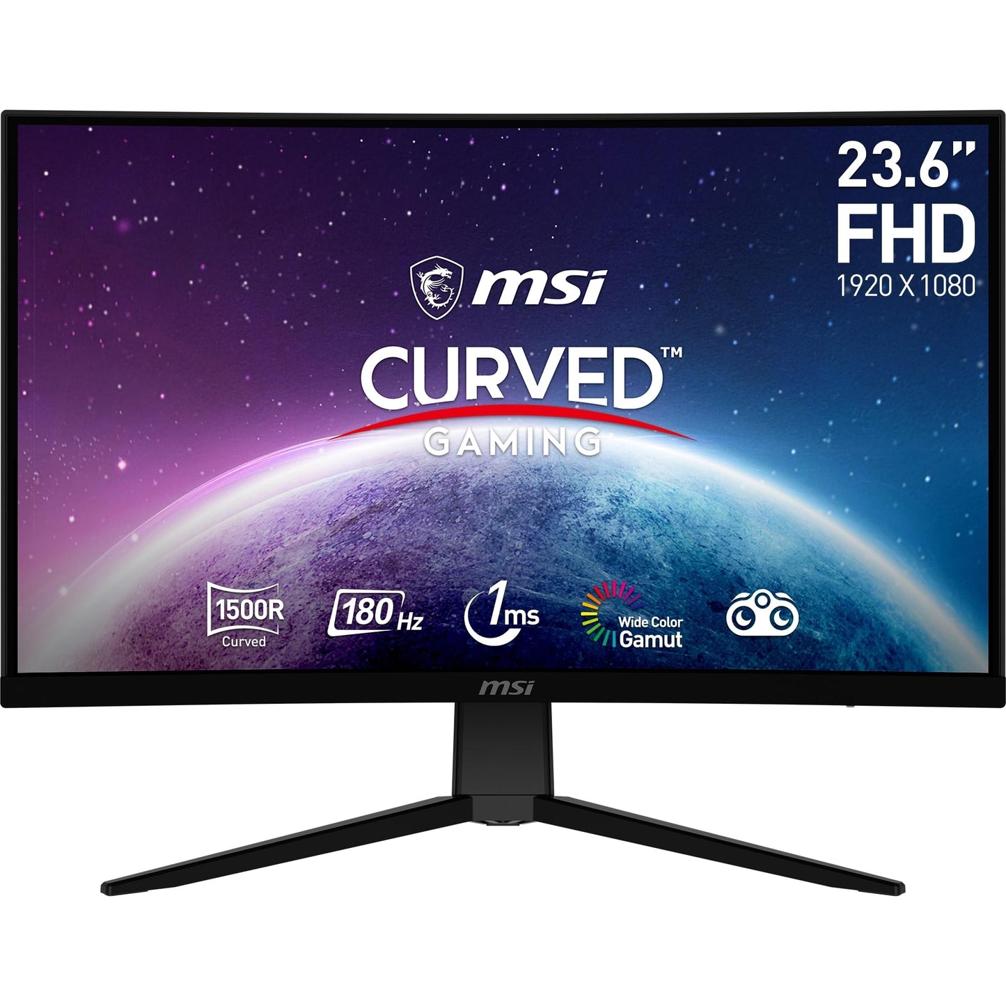 MSI G2422C 23.6 inch FHD Curved Gaming Monitor - 1500R 1920 x 1080 VA Panel, 180Hz / 1ms, Adaptive Sync - DP 1.2a, HDMI 2.0b CEC - 9S6-3BB31H-013