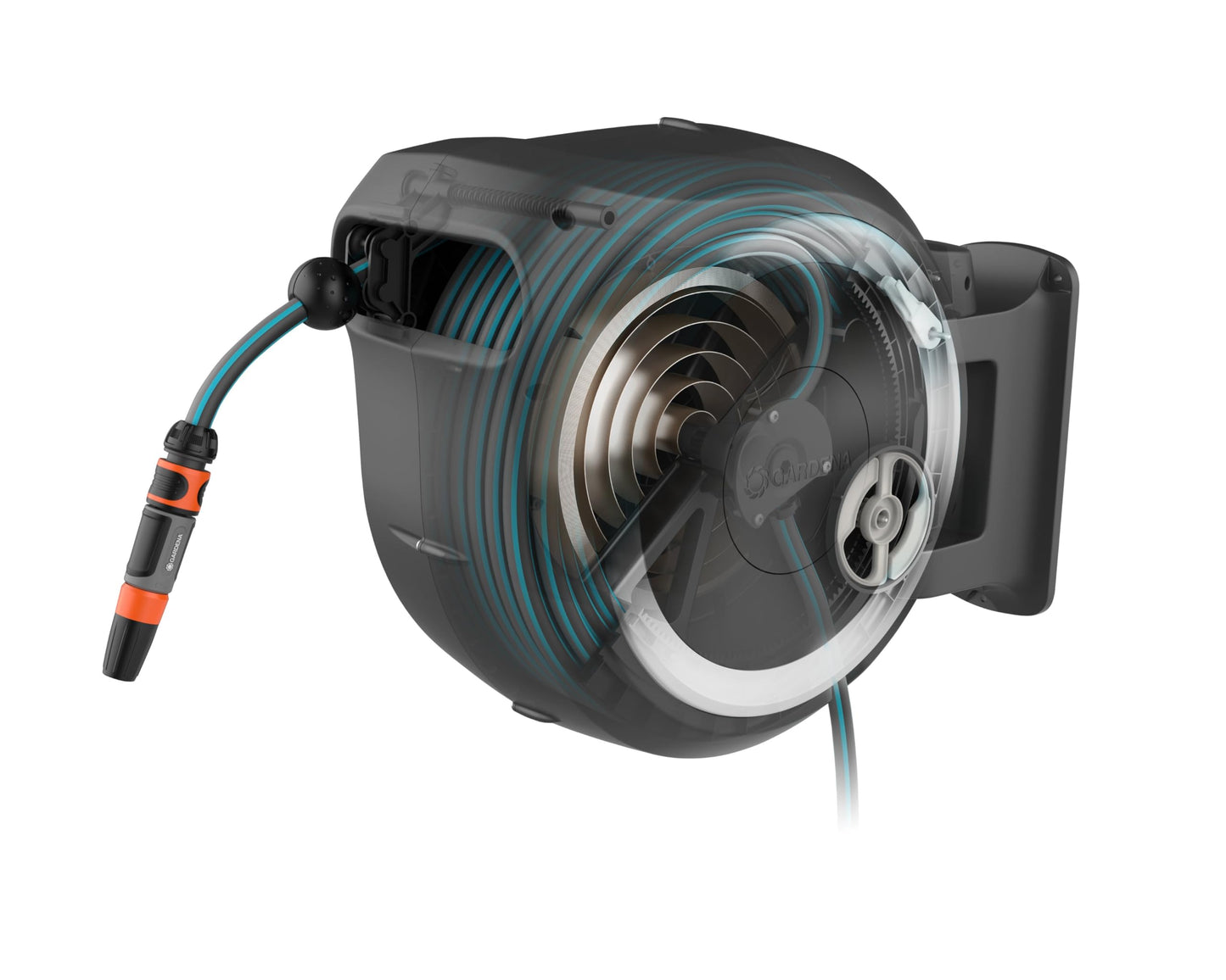 Gardena RollUp XL wall hose box 35 m Exclusive for Amazon: flexible irrigation for large gardens, swiveling hose box, including 35 m quality hose with shower and cleaning syringe (18632-60)
