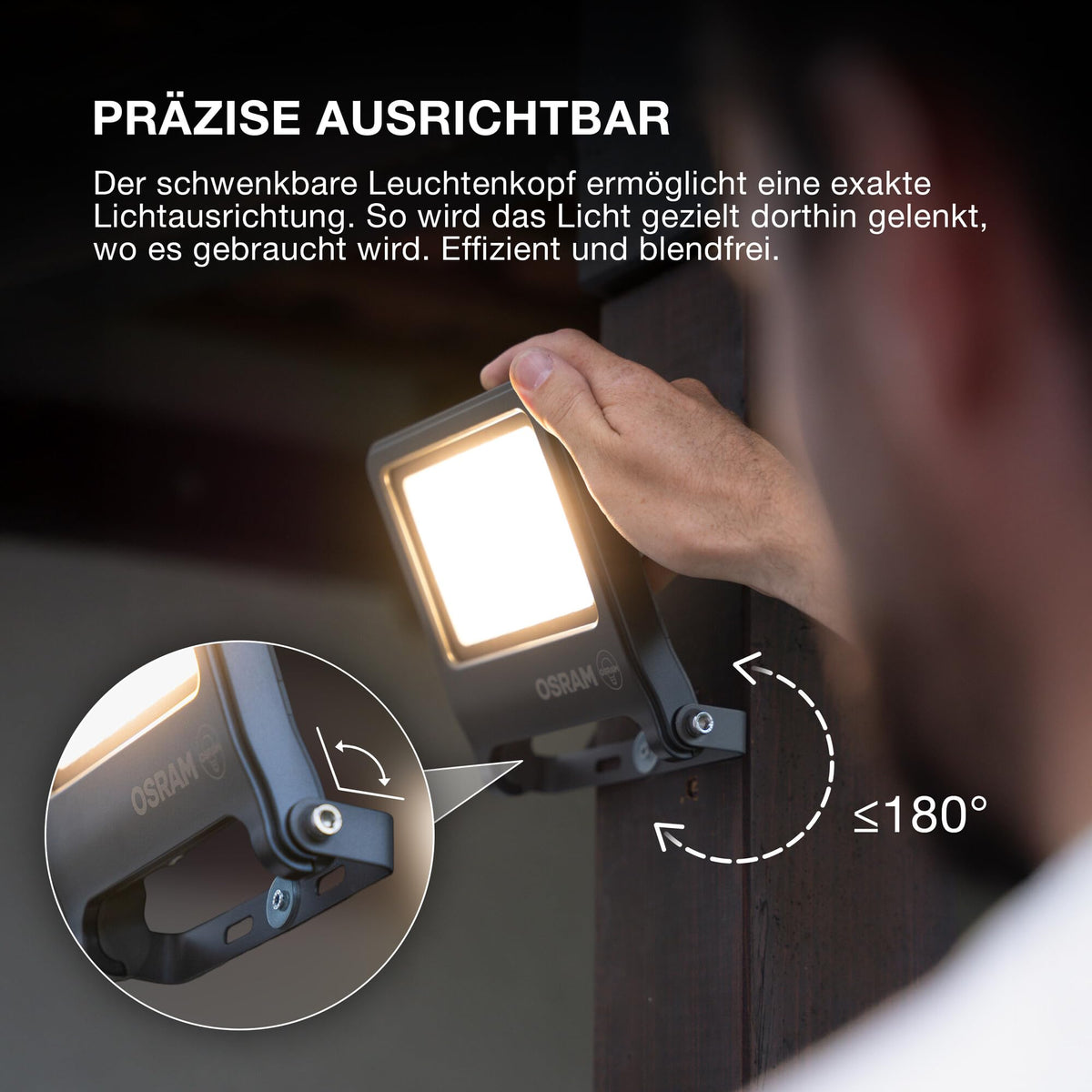 Osram ENDURA FLOOD PC 20W LED Floodlight, 3000K warm white, 1800 Lumens, IP65 floodlight made with recycled aluminum, 110° beam angle, 90 lm/W, Gray, 2-Pack - 4099854669507