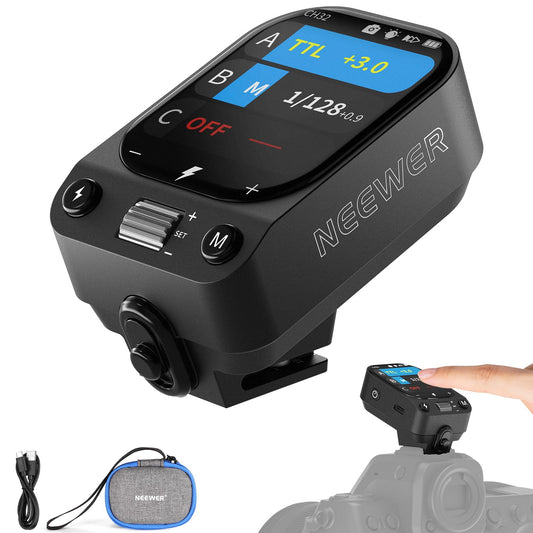 NEEWER QZ-N 2,4G TTL Trigger pentru blitz compatibil cu camerele Nikon Z9, Z8, Z6II, Z7II, Z5, Z50. Godox IT32, V1, V100, AD200 Pro II, cu ecran tactil, 1/8000s HSS, acumulator de 1000mAh și comutator cm.