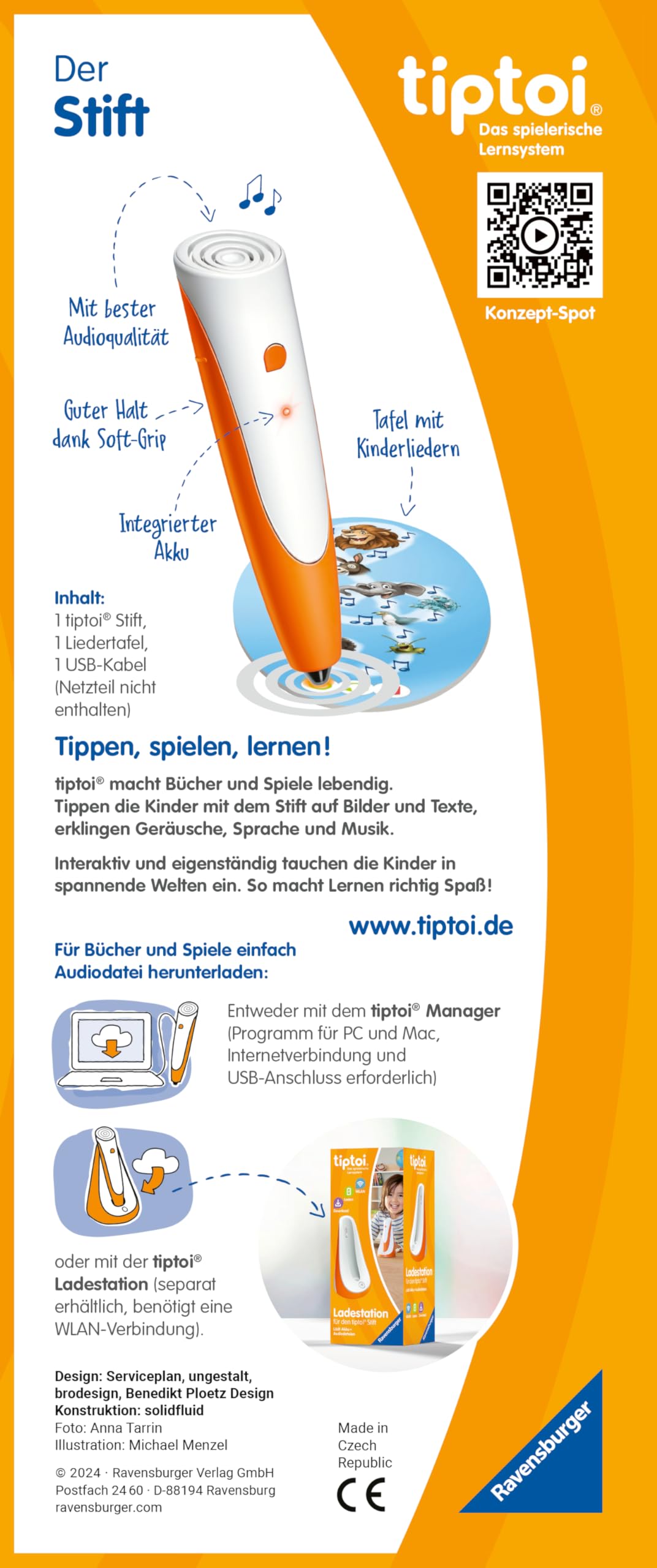 Ravensburger tiptoi pen with song board 00233 - The playful learning system, learning toy for children aged 2 and over - With tiptoi pen