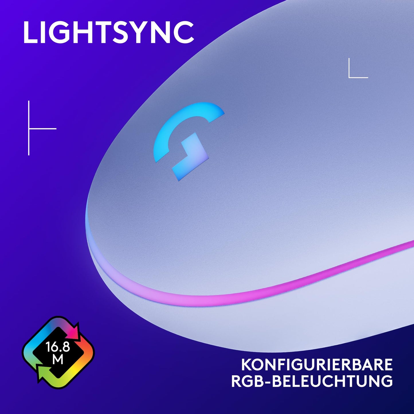 Logitech G203 gaming mouse with customizable LIGHTSYNC RGB lighting, 6 programmable buttons, gaming-ready sensor, 8,000 DPI tracking, light weight - purple - 910-005853