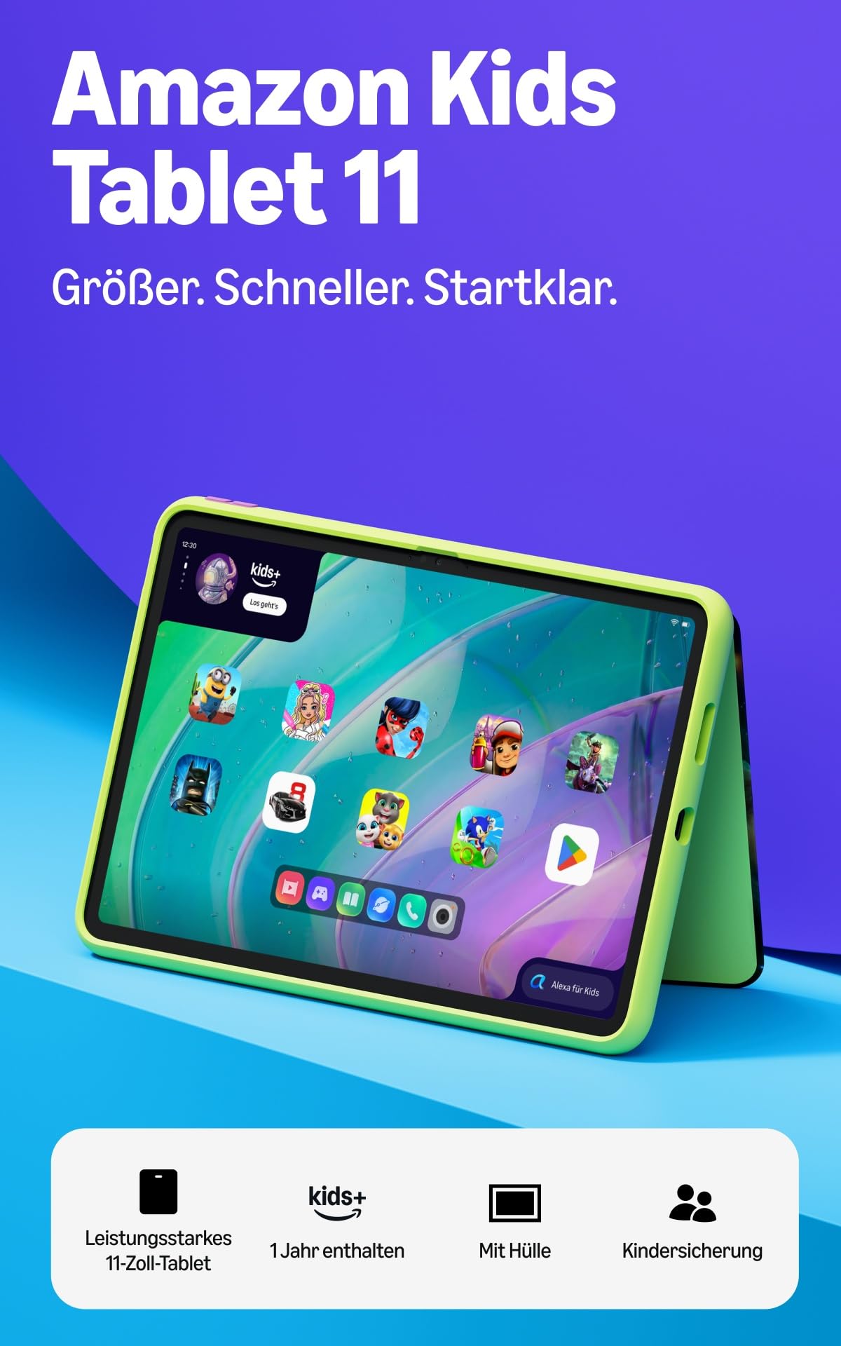 Amazon Kids Tablet 11 (latest generation), for ages 6 and up, 11-inch display with 2.5K resolution, all-day battery life, 1 year of Kids+ with videos, apps, games & books, including a slim case (Star Swirl). - TR24E7