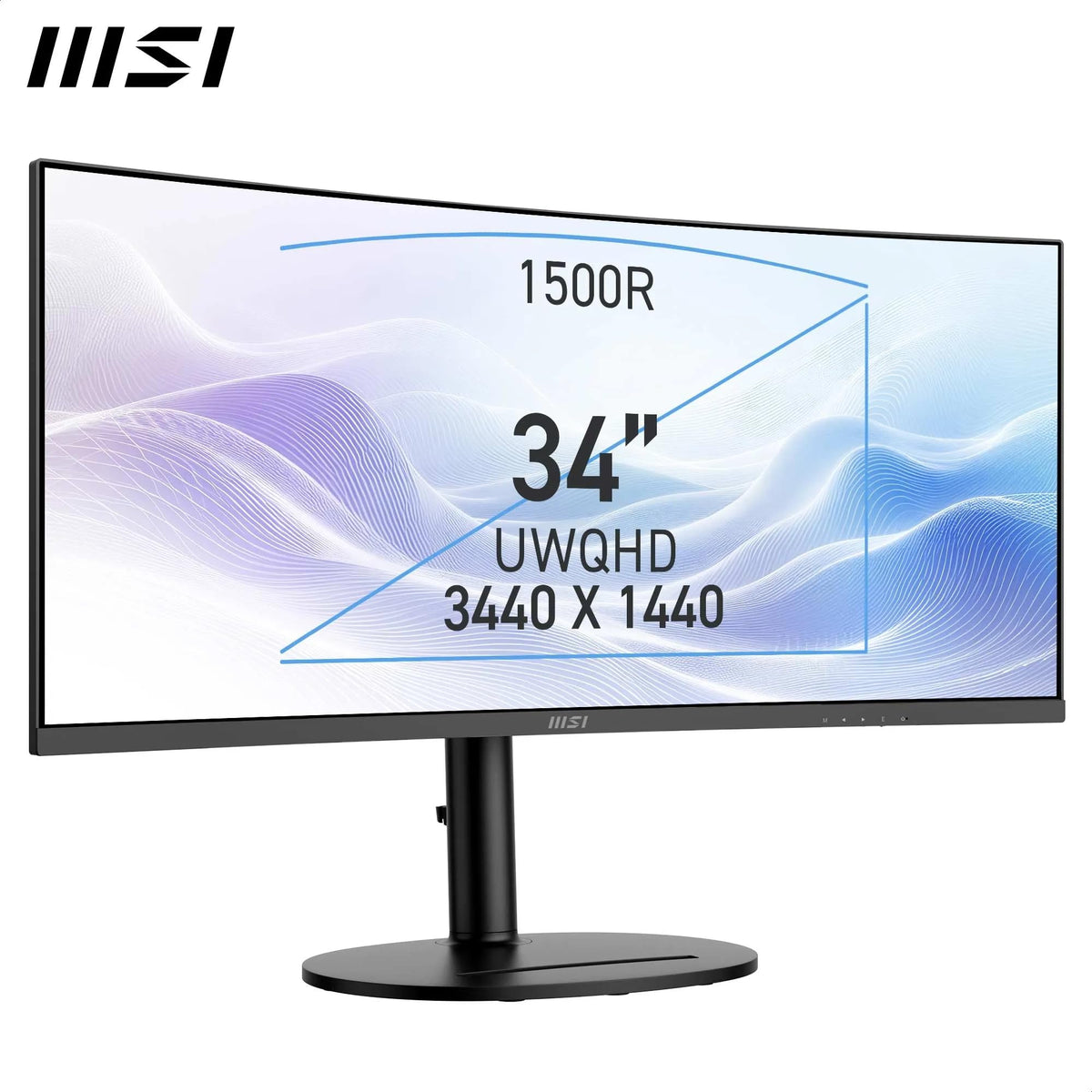 MSI Modern MD342CQP PC Monitor 34 Inch UWQHD Curved 1500R – VA Display 3440 x 1440, KVM, PiP/PBP, Wide Color Spectrum, Eye Comfort, Integrated Speakers, 3-Axis Adjustable – HDMI 2.0b, DP