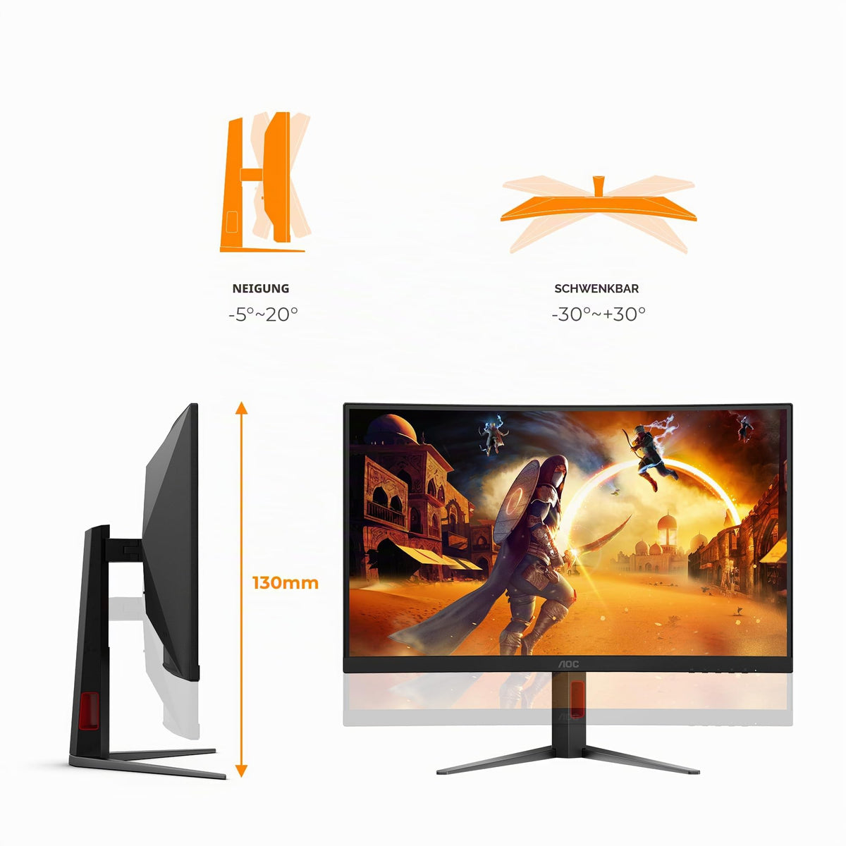 AOC CQ27G4Z2AD Monitor Curved de 27 inch, WQHD, 260Hz (OC, 240Hz nativ), Panou VA rapid, 1ms GtG, Adaptive Sync, HDR400, FreeSync Premium, ajustare pe înălțime, (2560x1440 HDMI 2X 2.0 DP 1x 1.4) Negru - CQ27G4Z2AD/01