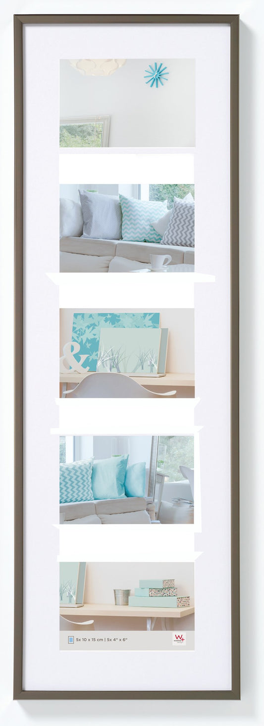 walther design picture frame steel 5X 10x15 cm gallery with passe-partout, New Lifestyle plastic frame KV515D