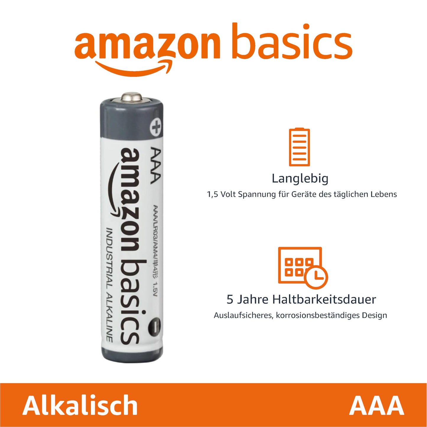 Amazon Basics 200 x Industrial Grade AAA Alkaline Batteries 1.5V 5 Year Shelf Life - AAA-200PK