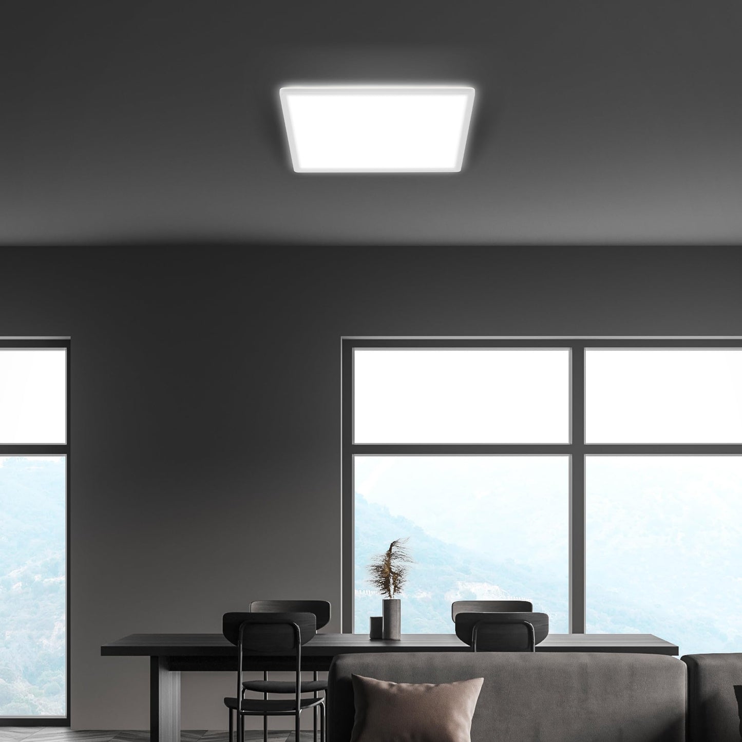 BRILONER - LED ceiling lamp with indirect light, 3 cm flat, light neutral white, lamp, ceiling light, living room lamp, LED panel, kitchen lamp, ceiling lighting, bedroom lamp, 42x42x3 cm, white - 7158-416