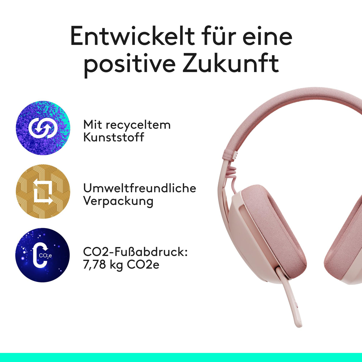 Căști over-ear wireless Logitech Zone Vibe 100 ușoare - 981-001224