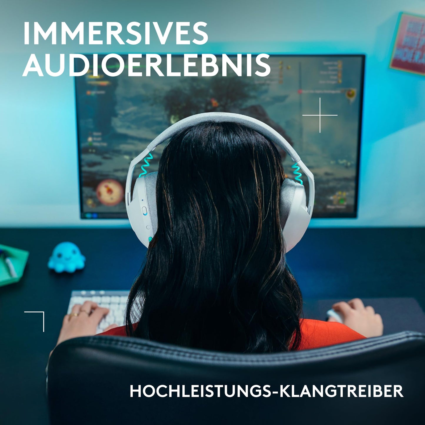 Logitech G G321 Lightspeed Wireless Bluetooth Gaming Headset, Dynamic Comfort and Fit, 16kHz Oscillating Microphone, 20+ Hour Battery Life, PC, PS4, PS5, Nintendo Switch, Mobile Device - White - 981-001569