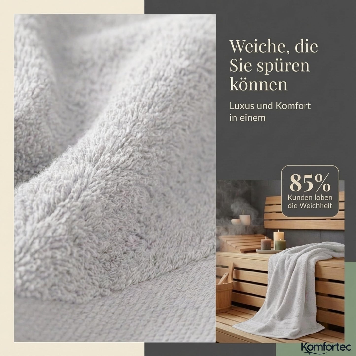 Komfortec set of 8 towels, 4 bath towels 70x140 cm & 4 hand towels 50x100 cm, 100% cotton terry cloth, fluffy and absorbent, white - 4er-50x100-und-4er-70x140-weiß-amz