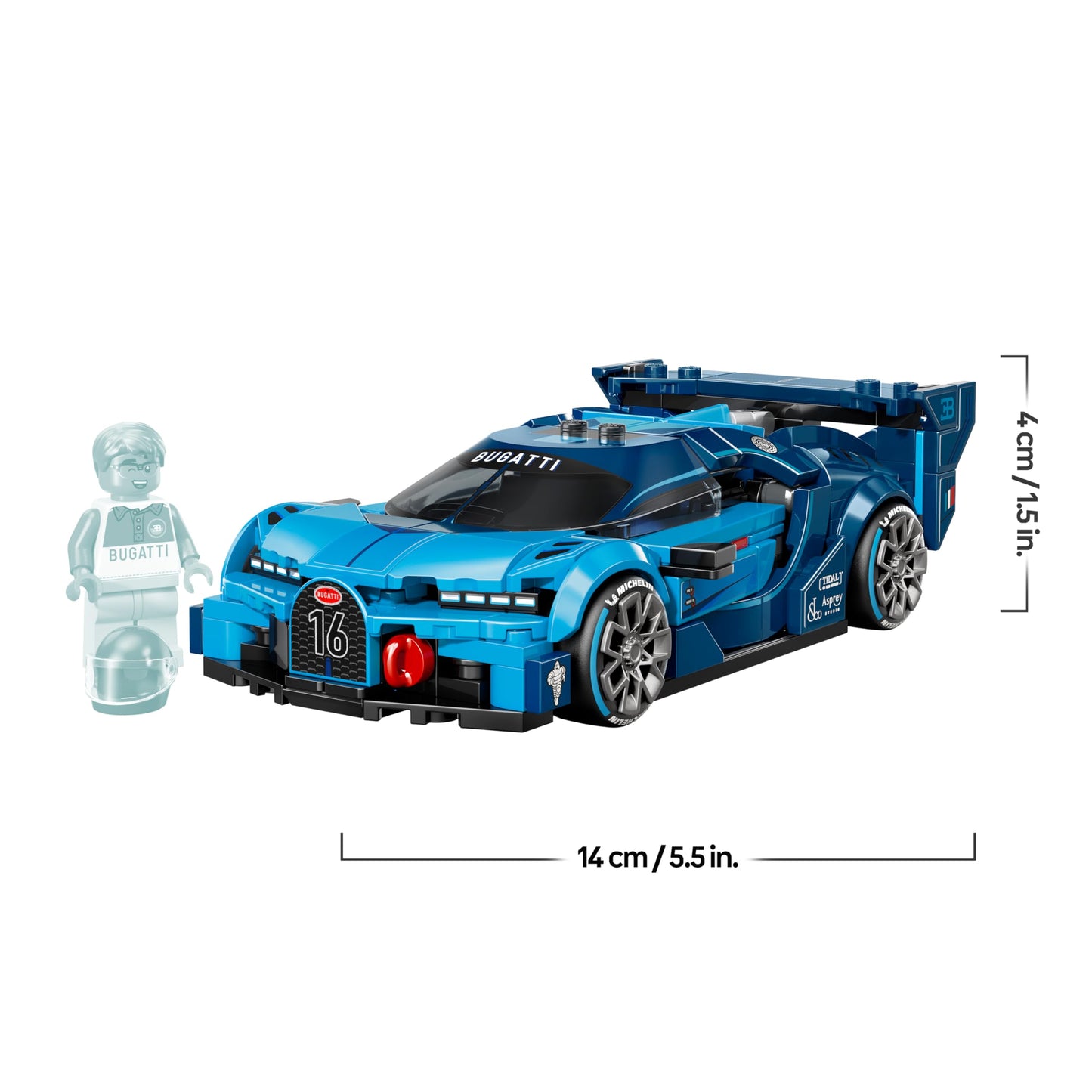 LEGO Speed Champions Bugatti Vision Gran Turismo hyper sports car - model building with collectible driver minifigure - gaming gift idea for boys aged 9 and up and motorsport fans - 77253