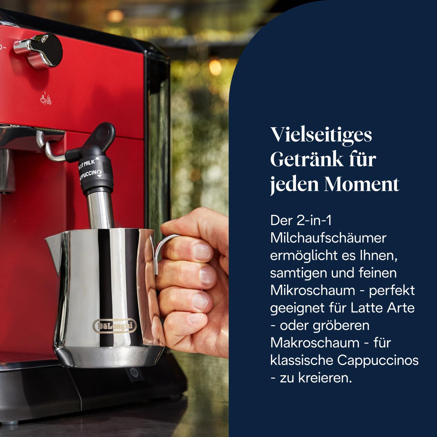 De'Longhi Dedica Style - Perfetto compact portafilter machine espresso machine with buttons, manual milk frother for espresso and cappuccino, ESE pad suitable, 15cm wide, red (EC685.R) - 0132106169