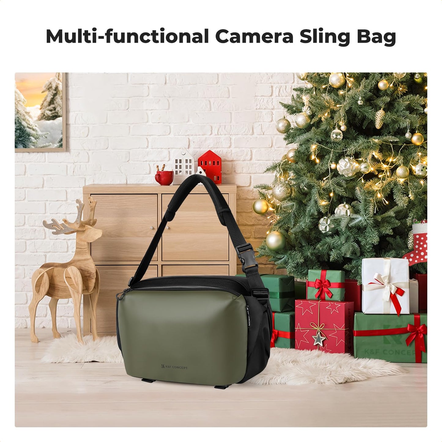 K&F CONCEPT Camera Backpack Shoulder Bag Square Bag Bags for Photographers Camera Rectangle Case Compatible with Canon/Nikon/Sony/DJI Mavic Drone Backpack (3-Green (Large-L)) - KF13.177V1