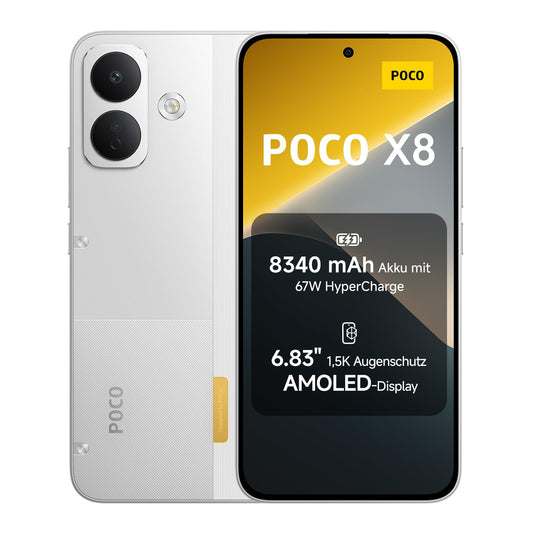 Xiaomi Poco X8, Smartphone 8+256 GB, White, 8340mAh Battery, 67W Charging