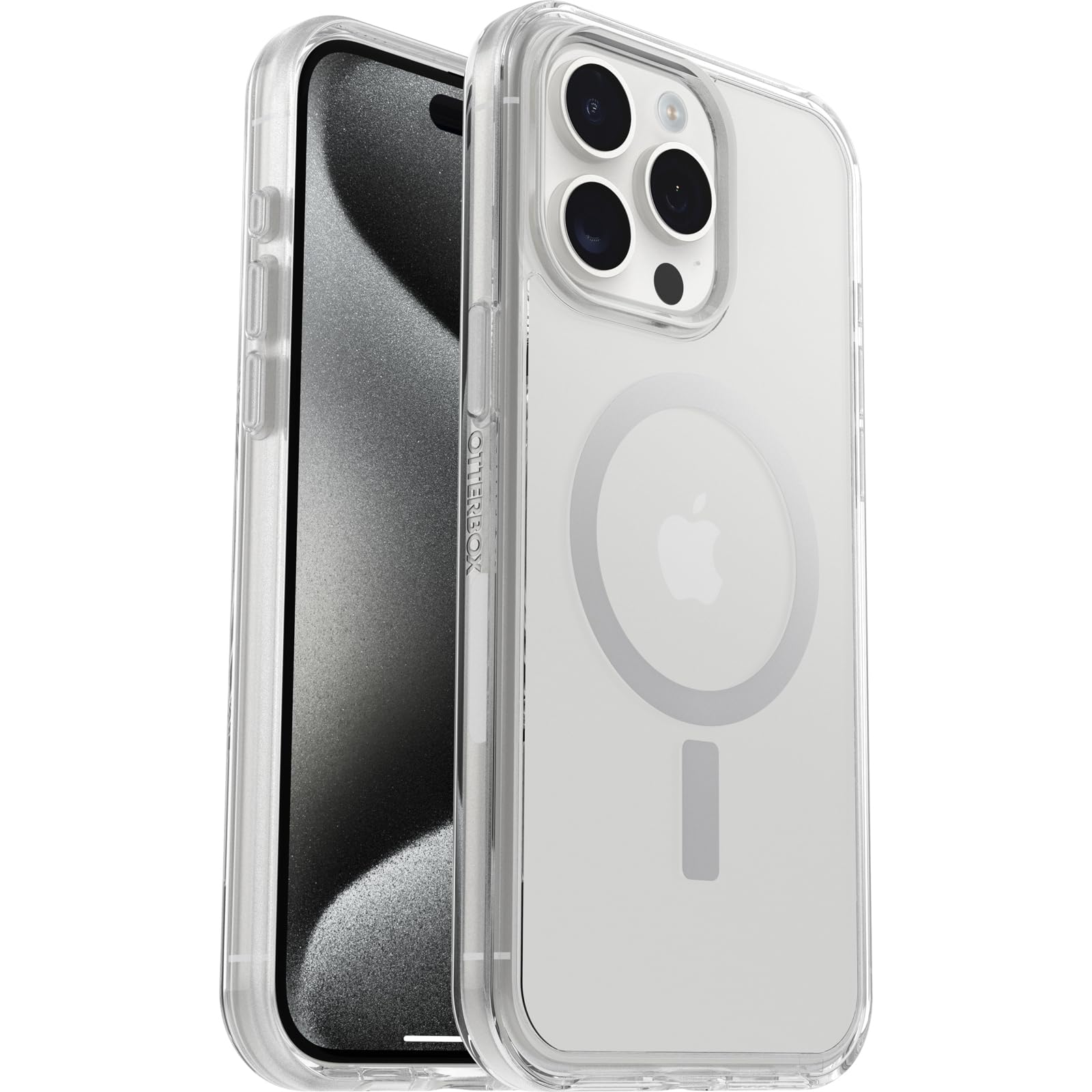 OtterBox Symmetry Clear for MagSafe Transparent Case for iPhone 15 Pro Max, Shockproof Drop Proof Protective Case, 3X Military Grade Tested, Transparent - 77-93081
