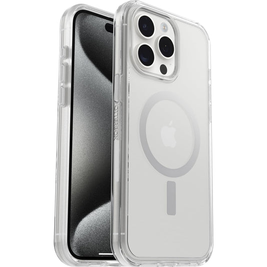 OtterBox Symmetry Clear for MagSafe Transparent Case for iPhone 15 Pro Max, Shockproof Drop Proof Protective Case, 3X Military Grade Tested, Transparent - 77-93081