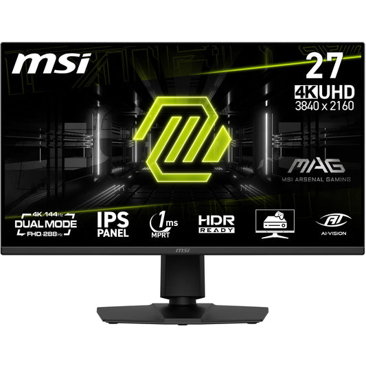 MSI MAG 275UPDA E14 Monitor de gaming de 27 inch 4K UHD, 3840 x 2160 IPS, 288 Hz, 1 ms, compatibil HDR, AMD FreeSync Premium, protecție pentru ochi, Dual-Mode, HDMI 2.1, DP 1.4a, fără ramă, negru - 4711377389532