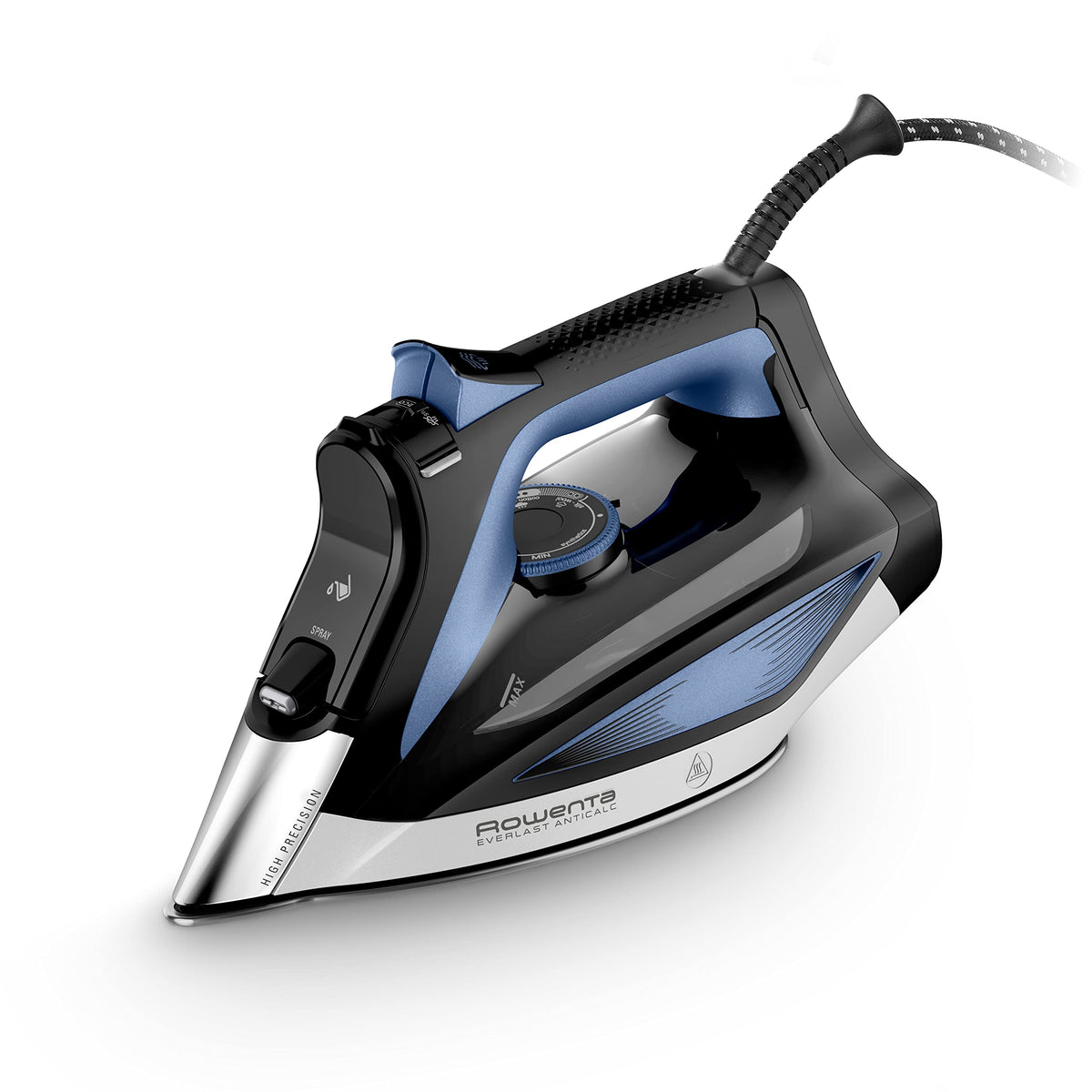 Rowenta Everlast Anticalc Steam Iron, 2700 W, 45 g/min continuous steam output, 220 g/min steam boost, drip stop, anti-calc system, 300 ml water tank, black/blue, DW7320