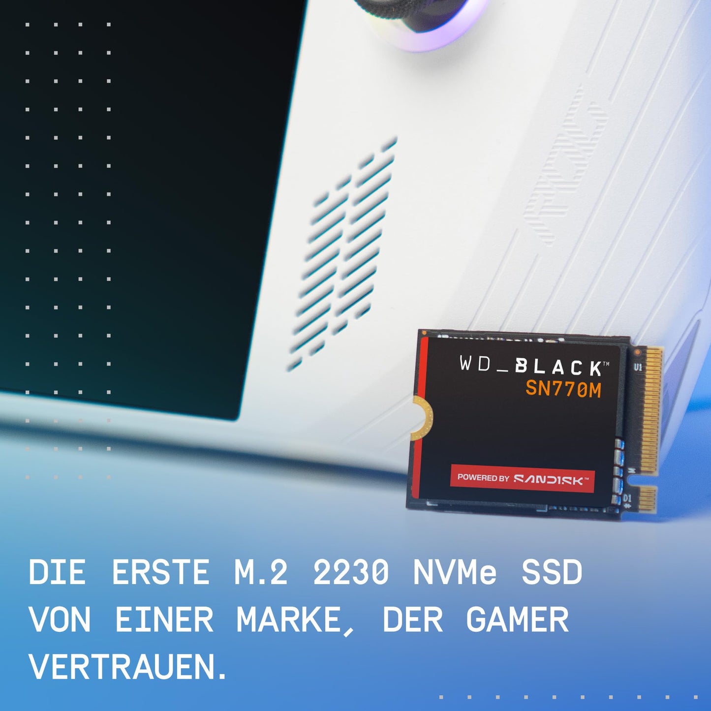 WD_BLACK SN770M 1TB M.2 2230 NVMe SSD (For handheld game consoles, laptops, PCIe Gen 4.0, up to 5,150 MB/s, TLC 3D NAND, for Asus ROG Ally, Steam Deck, Microsoft Surface) - POWERED BY SANDISK - WDS100T3X0G