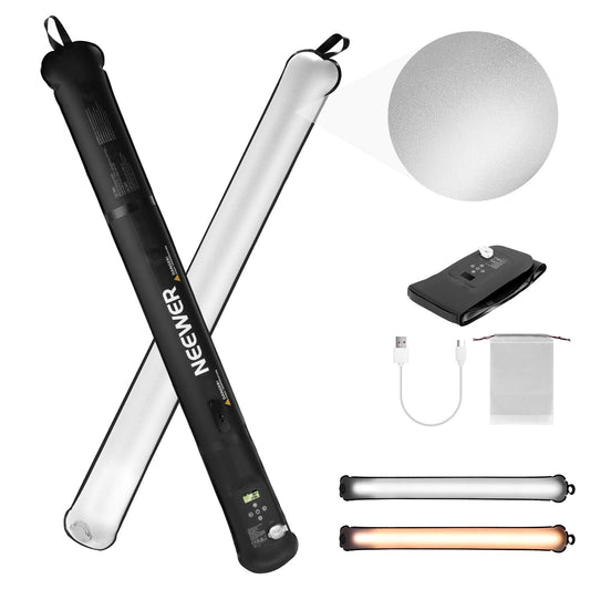 NEEWER 21W Handheld LED Light Stick 35.5"/90cm, Bi Color Portable Inflatable TPU Video Lighting, 2700-6500K 1300Lx/0.5m 12 Effects CRI95 2500mAh Battery, for Studio Photography Video Recording, GC21B - GC21B-Bi