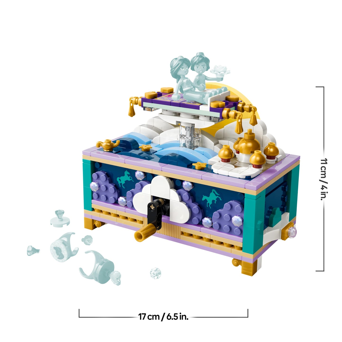 LEGO ǀ Disney Princess Jasmin's jewelry box - Aladdin set with 2 mini dolls, 2 rings and djinn lamp - room decoration - gift for girls aged 6 and over and fans - 43295