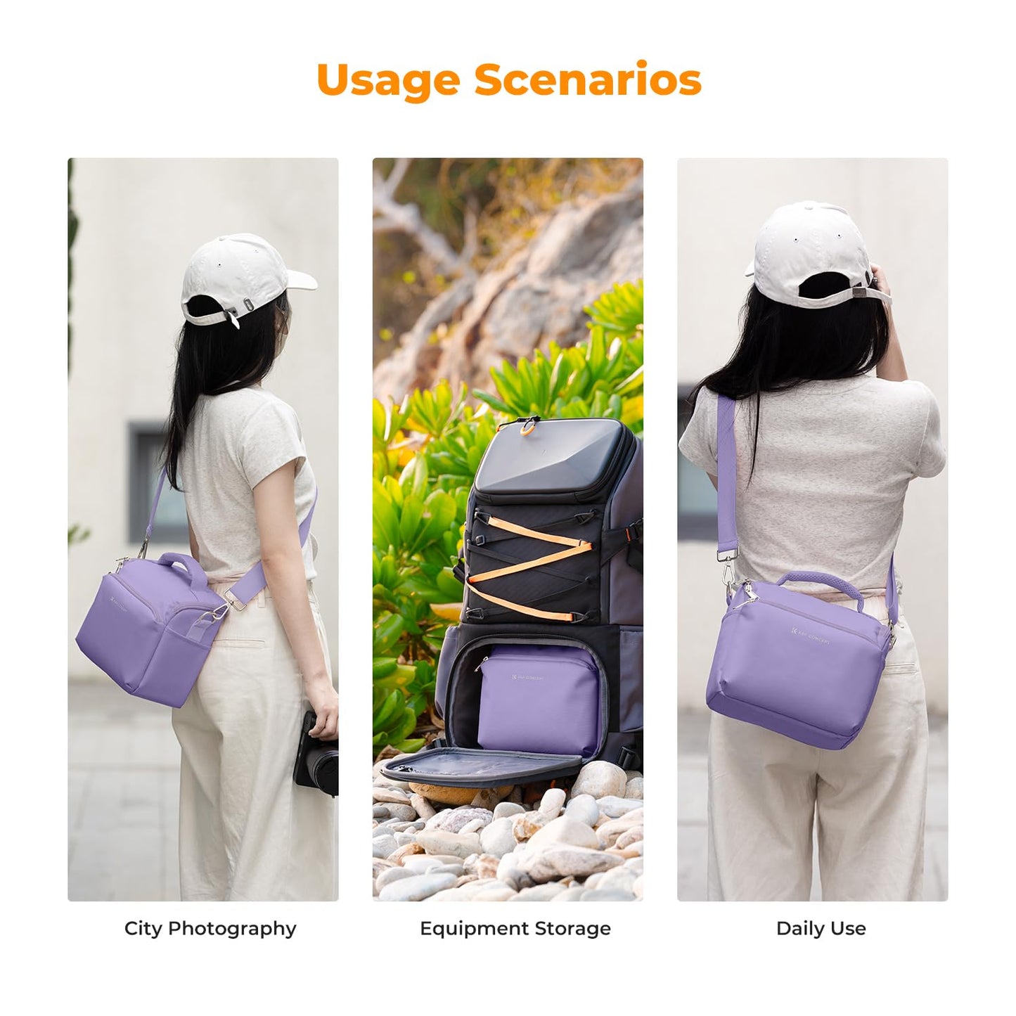 K&F CONCEPT Camera Backpack Camera Bag, SLR Bags Shoulder Bag, Camera Bag Liner Bag, Photo Bag for Photographers Suitable for Daily Use (Purple) - JPKF13.179V7US