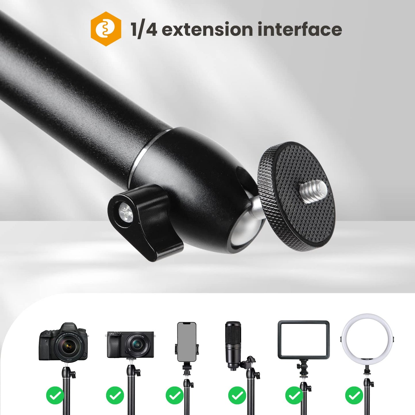 TARION Overhead Tripod Camera Table Tripod Clamp Tripod Flexible Articulated Arm Table Mount with 3/8'' Thread and 3/8'' to 1/4'' Screw Adapter for DSLR Cameras Ring Light Projector (M(TKB01)) - NATRN0003