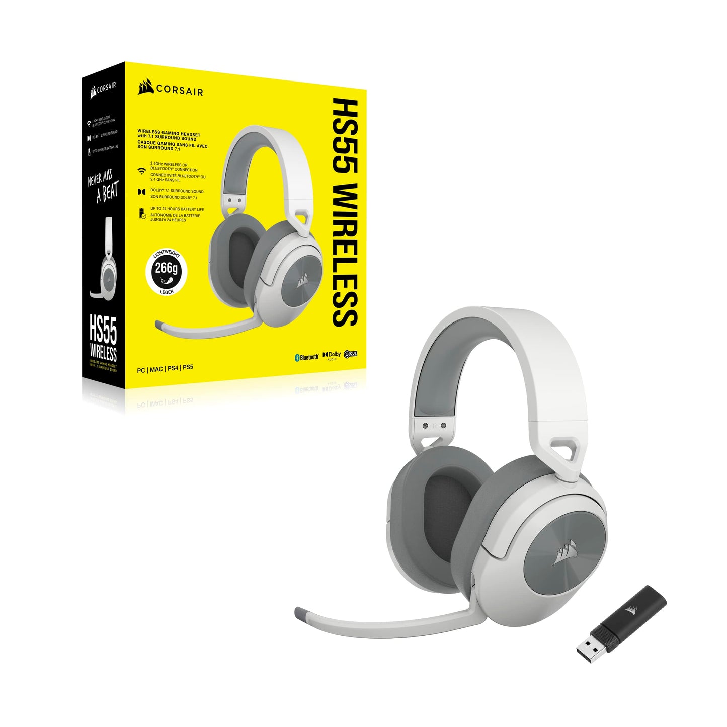 Corsair HS55 Wireless Gaming Headset - White - CA-9011281-EU