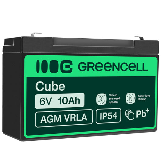 Green Cell® AGM 6V 10Ah battery VRLA lead battery lead battery replacement battery gel battery battery cycle-proof unmanned toys, electric toys, alarm, emergency power, children's vehicles, children's quad - AGM16