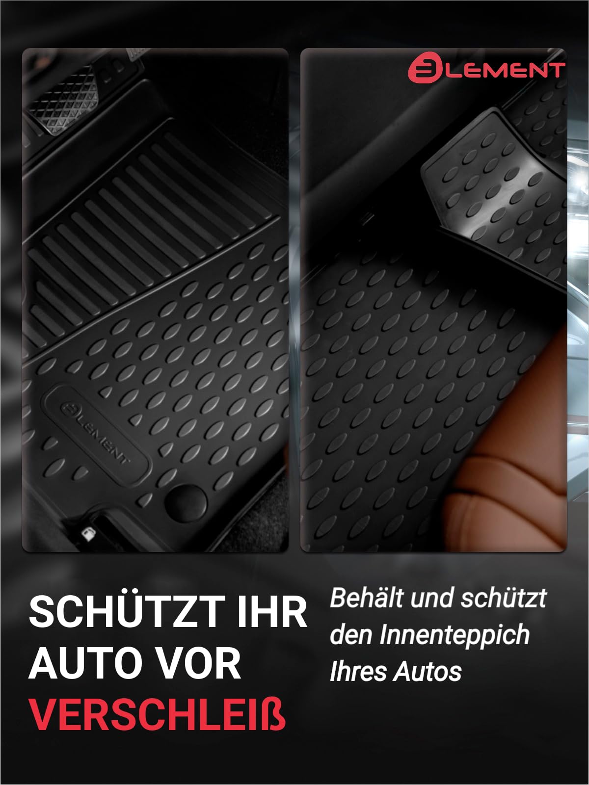 Element 3D Gummi Fussmatten passend für Dodge RAM 1500/2500/3500 Crew Cab | 2002-2012 | 100% Passgenaue Allwetter Fußmatten aus TPE, hoher Rand, wasserdicht, rutschfest, geruchslos - EXP.NLC.13.05.210