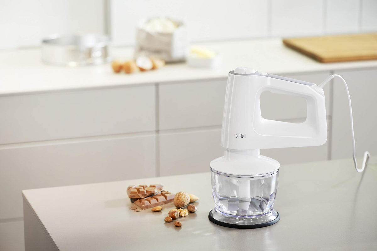 Braun MultiMix 3 - Hand Mixer 500W Whisk + Dough Hooks 5 Speeds + Turbo - HM3135WH